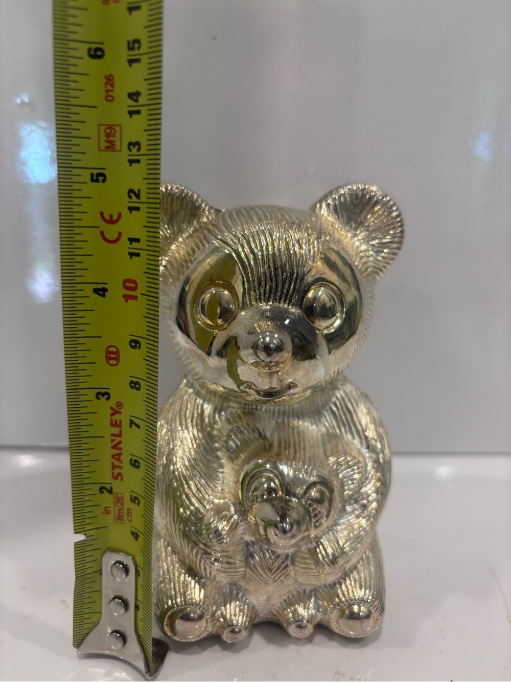 Vintage Elegance Silver Plated Zinc Teddy Baby Bear Piggy Coin bank 5” - Picture 8 of 8